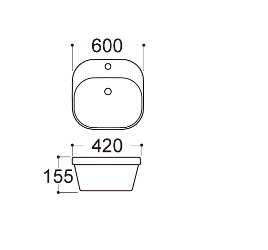 Раковина накладная для установки на столешницу AQUATEK АМАДЕО AQ5042-00, 500*420*155 мм