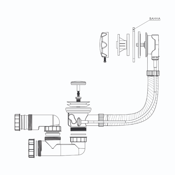 Слив-перелив для ванны BETTOSERB полуавтомат с поворотной ABS накладкой