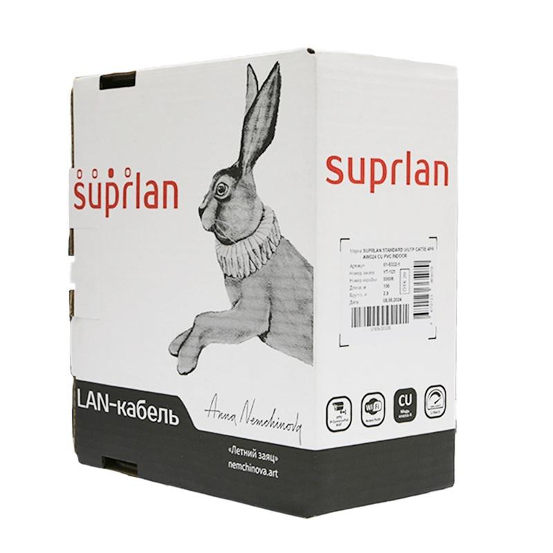 Кабель витая пара UTP кат.5e 4х2хAWG24 Cu PVC Indoor Standard 100м (м) SUPRLAN 01-0332-1