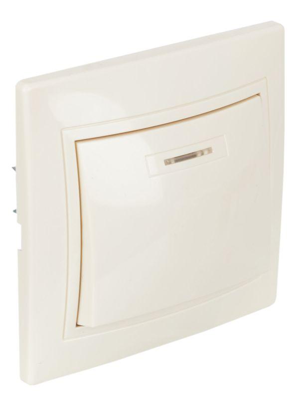 Выключатель 1-кл. СП Кварта 10А IP20 ВС10-1-1-ККм с индикацией крем. GENERICA EVK11-K33-10-DM