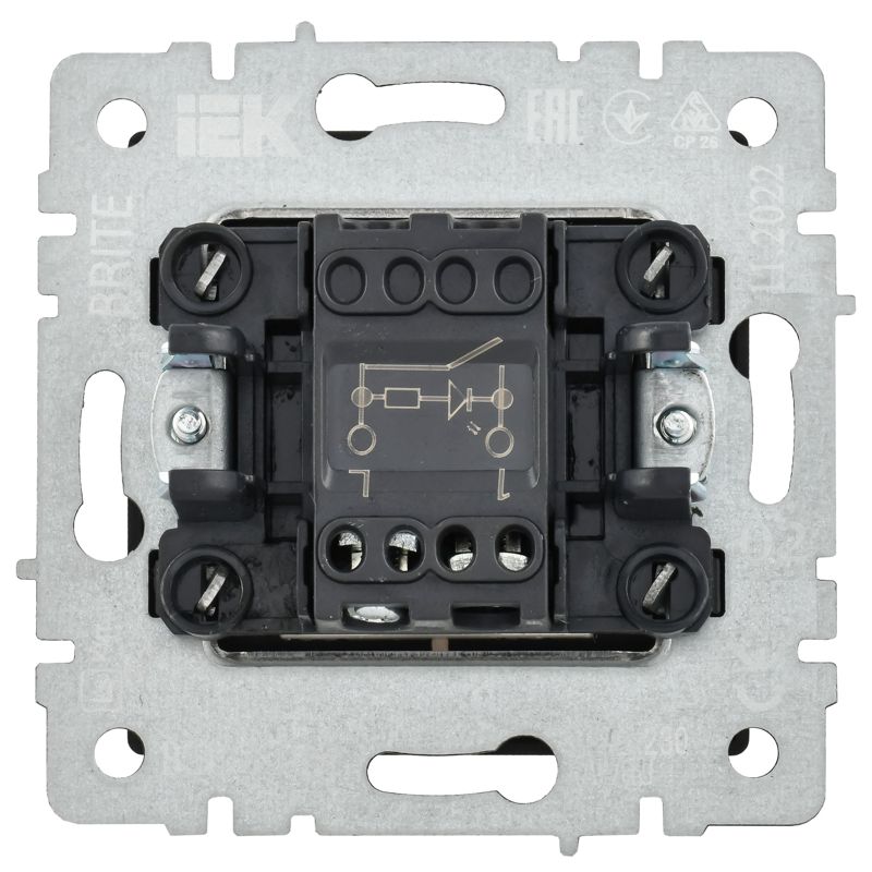 Выключатель 1-кл. СП BRITE ВС10-1-1-БрГ 10А с индик. механизм графит IEK BR-V10-1-10-K53
