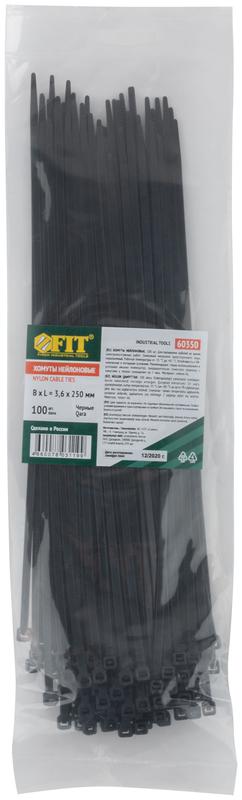 Хомут для проводов 3.6х250мм нейлон. черн. (уп.100шт) FIT 60350