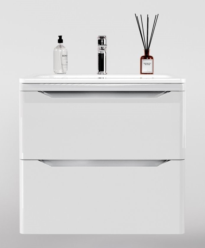 Тумба подвесная "Марелла 70" (2 ящ.) Люкс антискрейтч белый глянец, PLUS