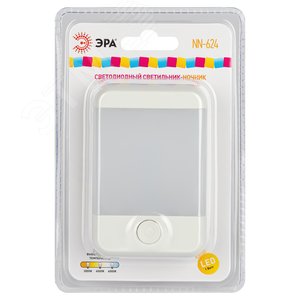 Ночник - светильник светодиодный NN-624-SW-W в розетку с выключателем белый