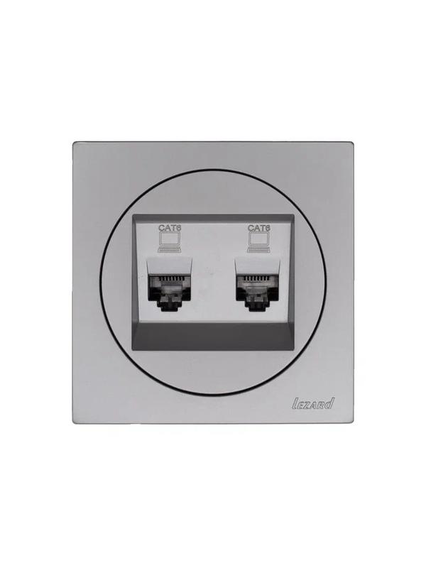 Розетка компьютерная 2-м СП OSEN кат.6 с модулем механизм сер. матов. LEZARD 743-7488-142