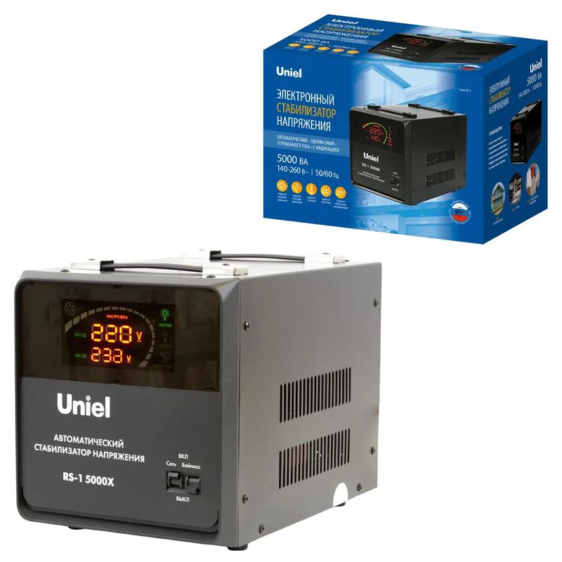 Стабилизатор напряжения RS-1 5000X 5000В.А 1ф релейный напольн. TM Uniel UL-00012858