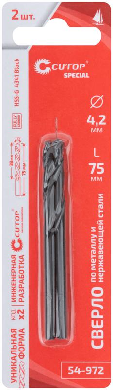 Сверло по металлу Special HSS-G 4.2х75/38мм (уп.2шт) Cutop 54-972