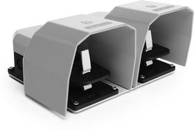 Педаль двойная 2x(1НО+1НЗ) + 2x(1НО+1НЗ) с защитным кожухом (алюм.) сер. цвета основание для рукояти (250В AC 4А) IP65 EMAS PDKA22GG10G