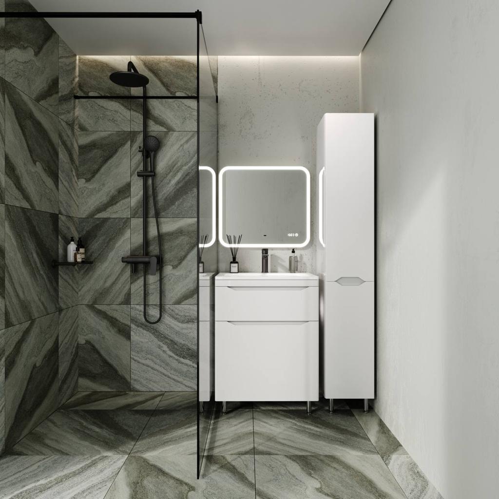 Тумба напольная "Марелла 60" (2 ящ.) Люкс антискрейтч белый глянец, PLUS