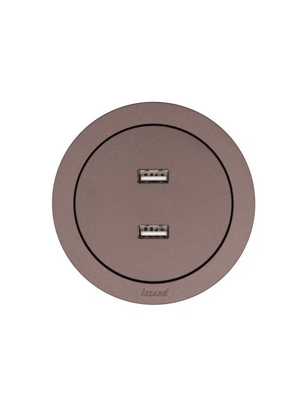 Розетка 2-м СП OSEN USB разъем механизм шоколад LEZARD 743-7388-192