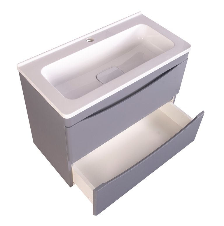 Тумба подвесная "Бергамо мини 70" (2 ящ.) Люкс антискрейтч серый, PLUS