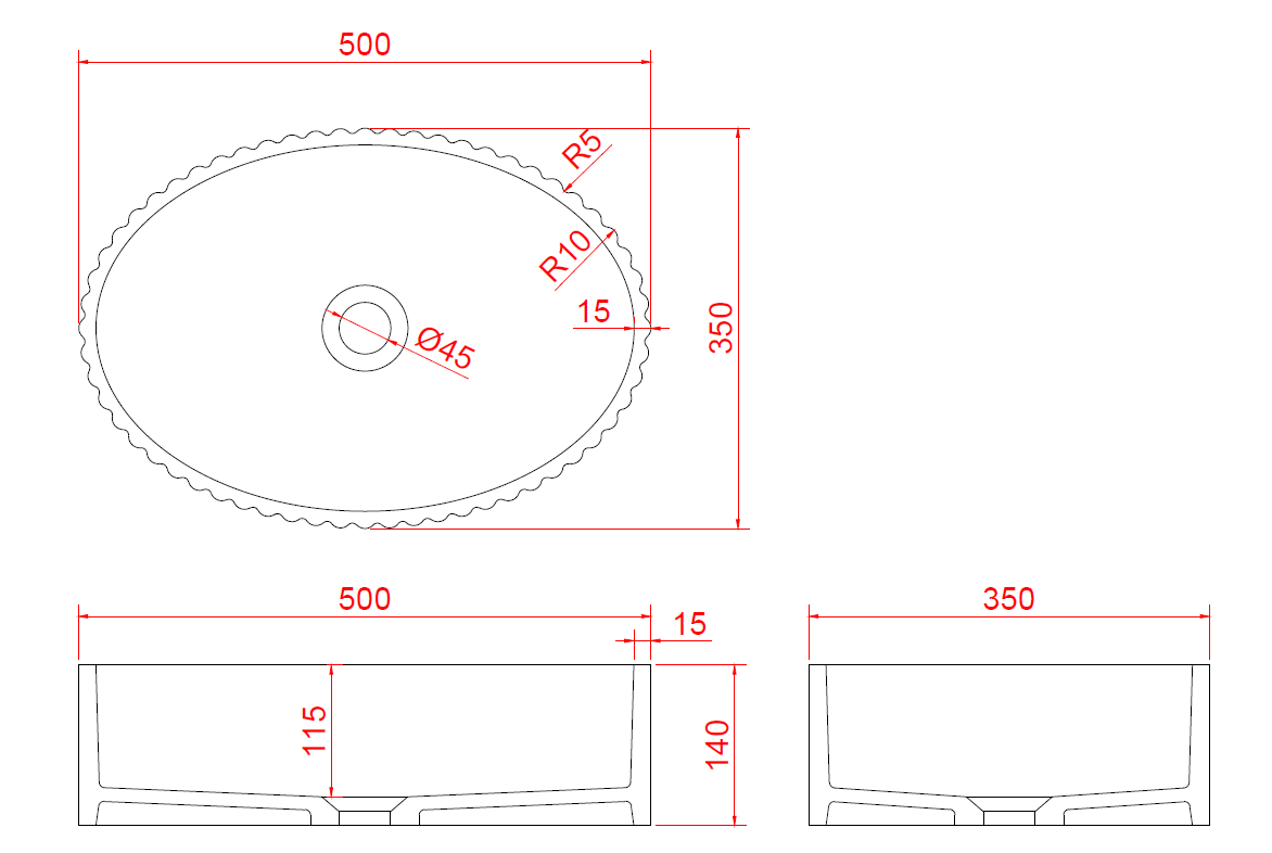 Раковина Canale рифл матовая белая