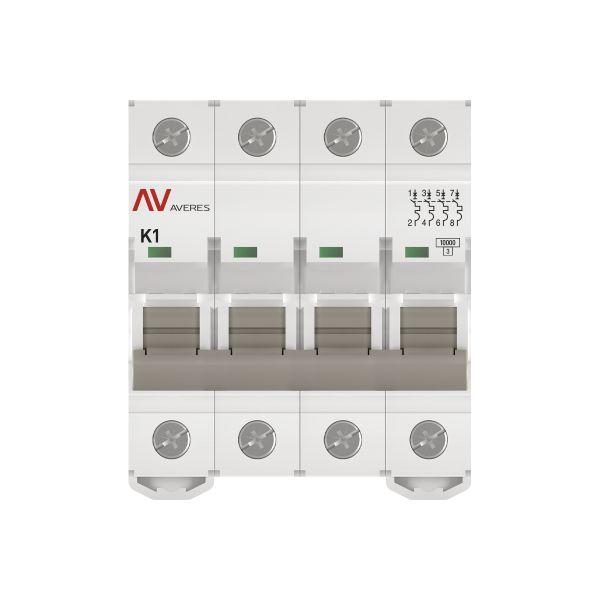 Выключатель автоматический модульный 4п K 1А 10кА AV-10 AVERES EKF mcb10-4-01K-av