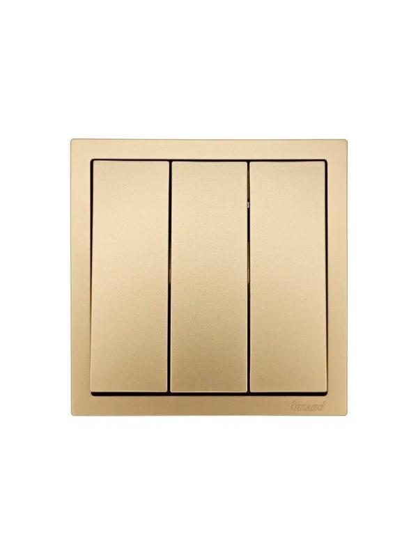 Выключатель 3-кл. СП ZIMA IP20 10А безвинт. зажим зол. LEZARD 704-3688-109QC