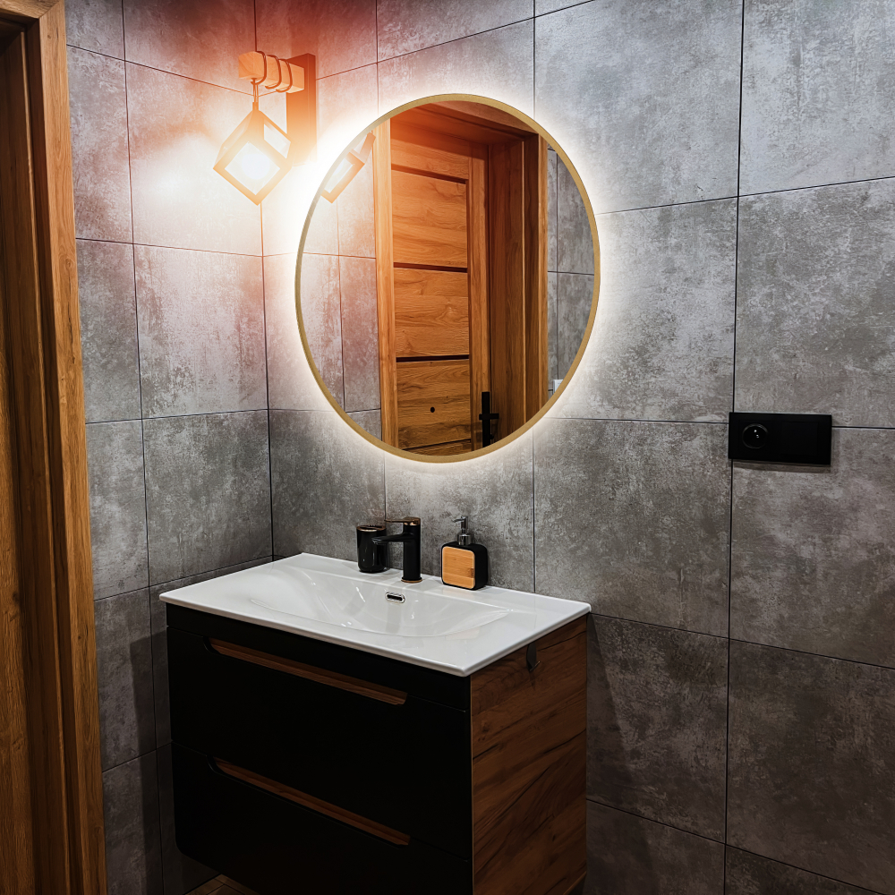 Зеркало ABBER Mond AG6204SCG-0.77 с подсветкой, бесконтактный выключатель, диммер, золото