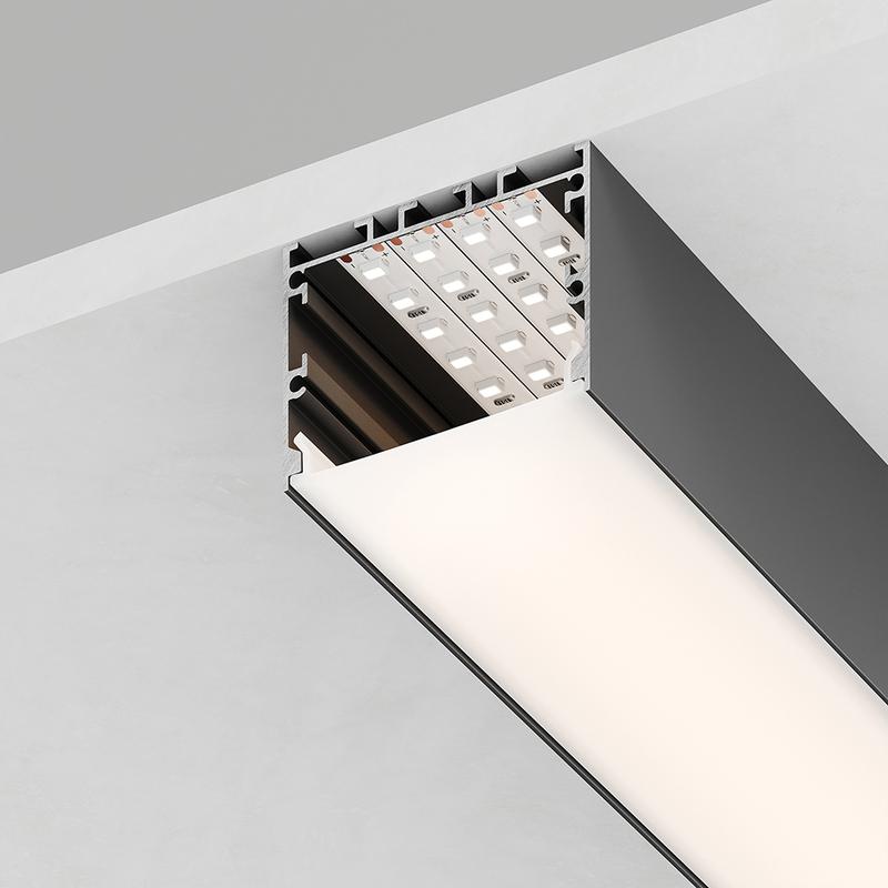 Профиль алюминиевый CAB257 накладной "Линии света"(50х35) черн. 2м (в компл 2 заглушки 4 крепежа) FERON 10370