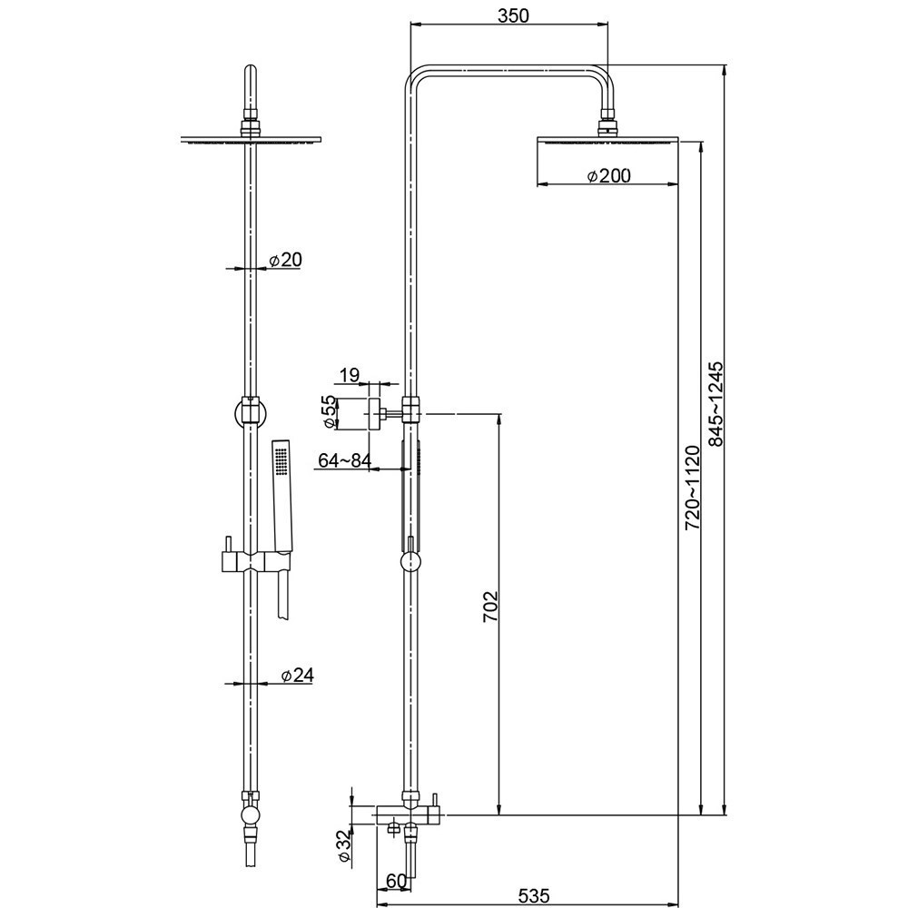 Душевая система Paini RST3 50CR191ART4P3 без смесителя