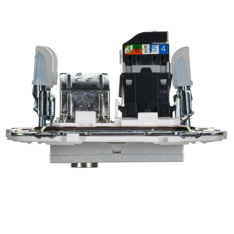 Розетка двойная TV+RJ45 кат.5E SKANDY SK-A14S серебр. IEK SK-AK20-1-K23
