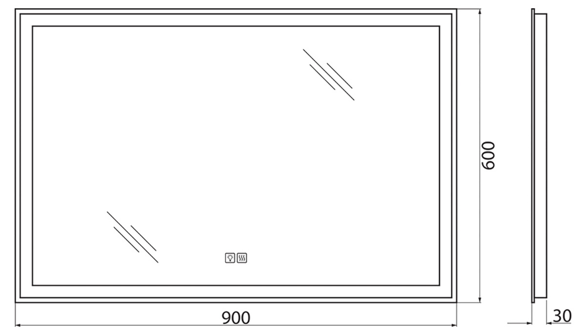 Зеркало BelBagno SPC-GRT-900-600-LED-TCH-WARM