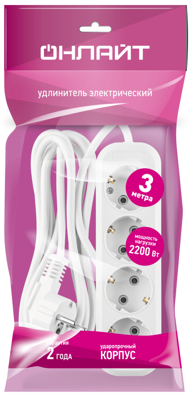 Удлинитель 90 796 OPE-S-04-300-E-3x0.75 ОНЛАЙТ 90796