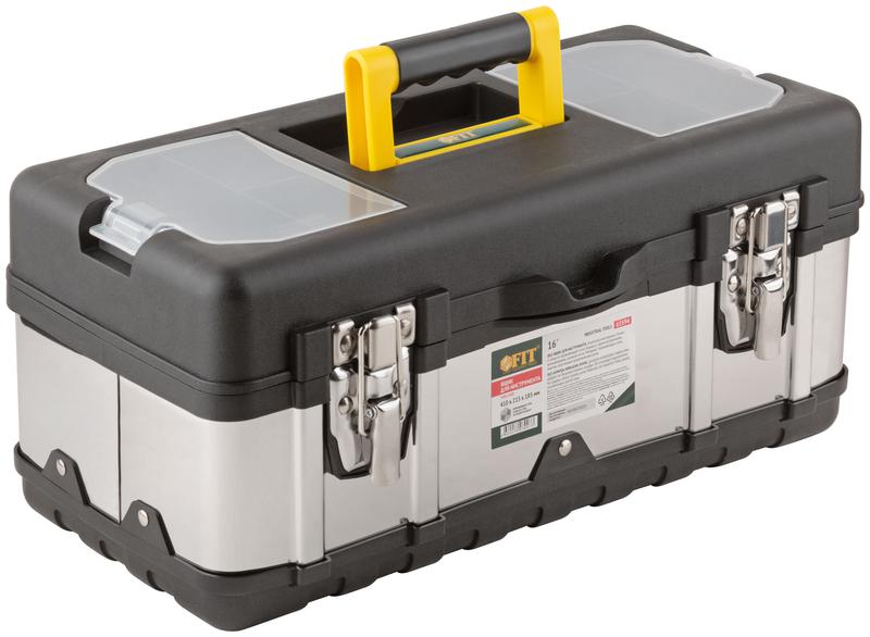 Ящик для инструмента пластиковый 16дюйм ( 410х215х185мм ) замки и стенки нерж. сталь FIT 65594