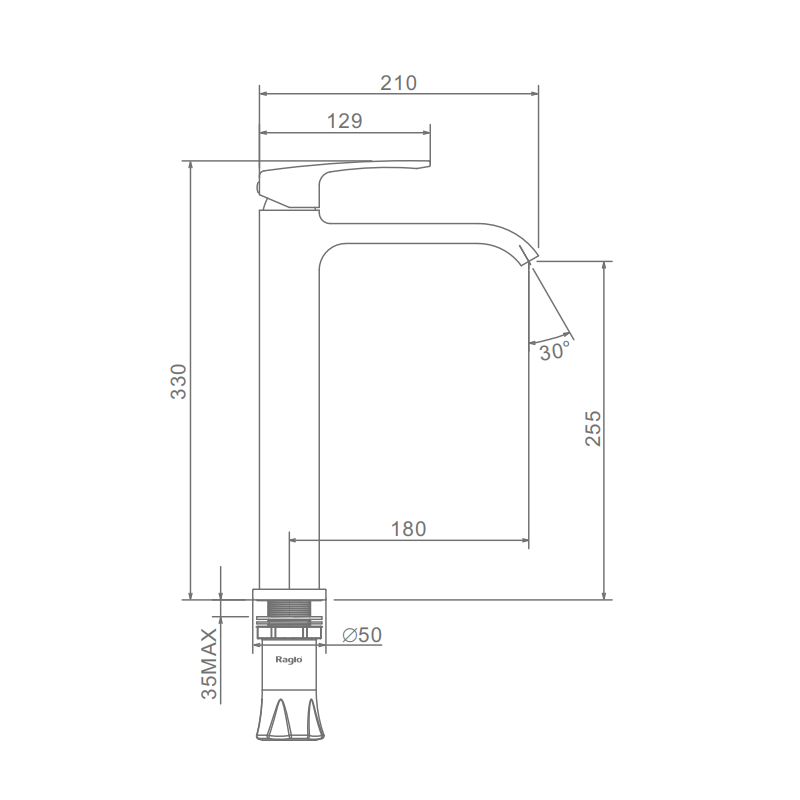 Смеситель для раковины высокий Raglo R02.15.09, графит