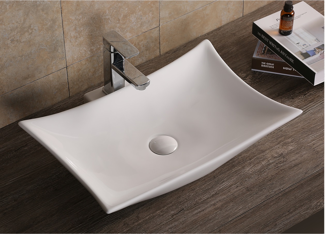 Раковина CR7078 накладная, белая, 4 острых угла 570х420х120 Ceruttispa