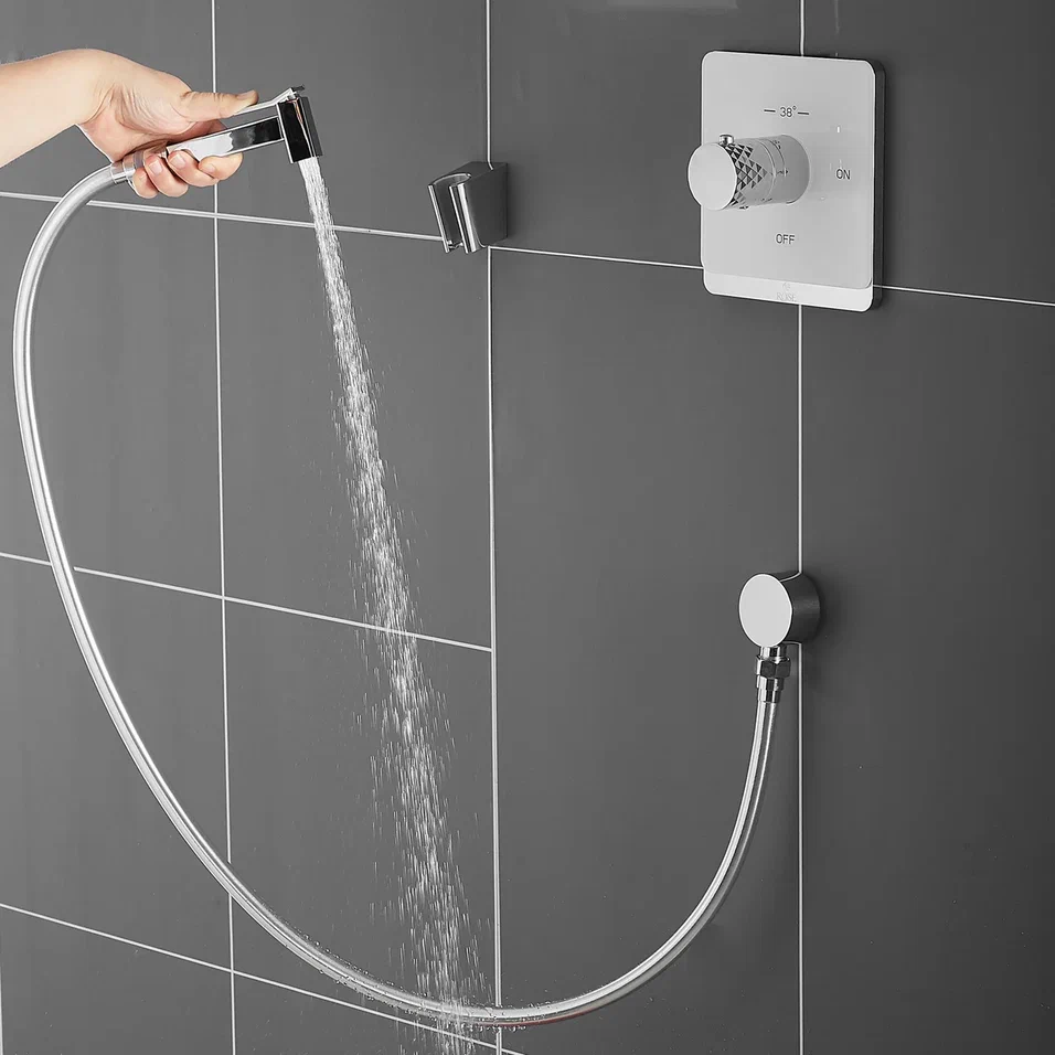 Гигиенический душ с термостатом Rose R105C, белый/хром