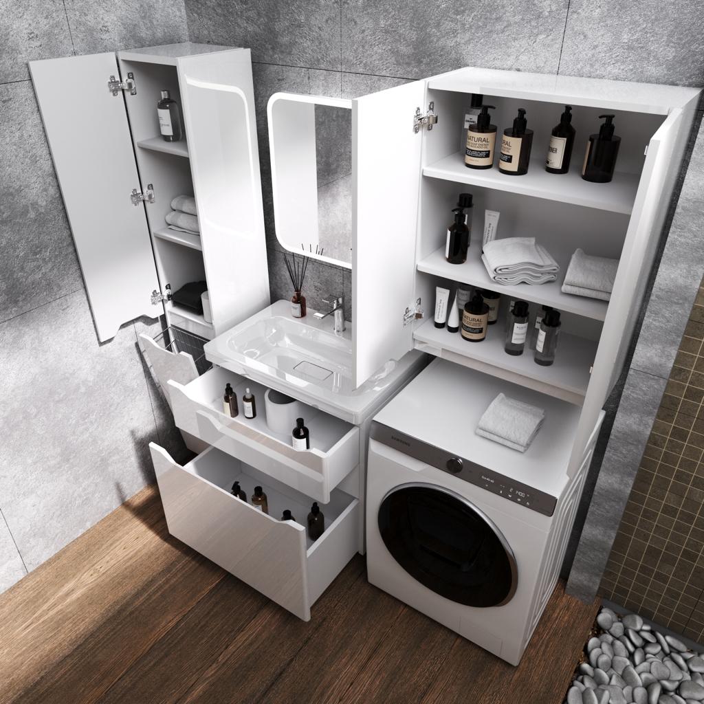 Тумба напольная "Марелла 70" (2 ящ.) Люкс антискрейтч белый глянец, PLUS