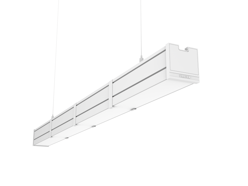 Светильник светодиодный Mercury Pro GL 1019х66х68 15Вт 4000К CRI90 подвесной/накладной рассеив. опал закал. стекло RAL9003 бел. муар с декоративным проводом 2м и комплектом подвесов 2м диммер DALI VARTON V1-R0-0R257-31GOD-5401540