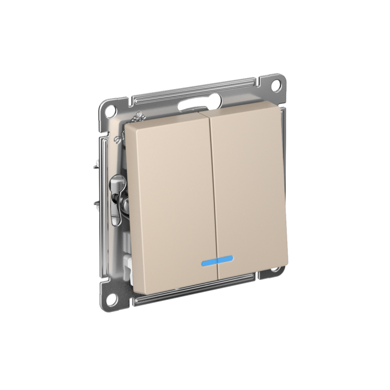 Выключатель 2-кл. AtlasDesign (сх. 5а) 10AX с подсветкой быстрозажим. клем. механизм песочн. SE ATN001253S