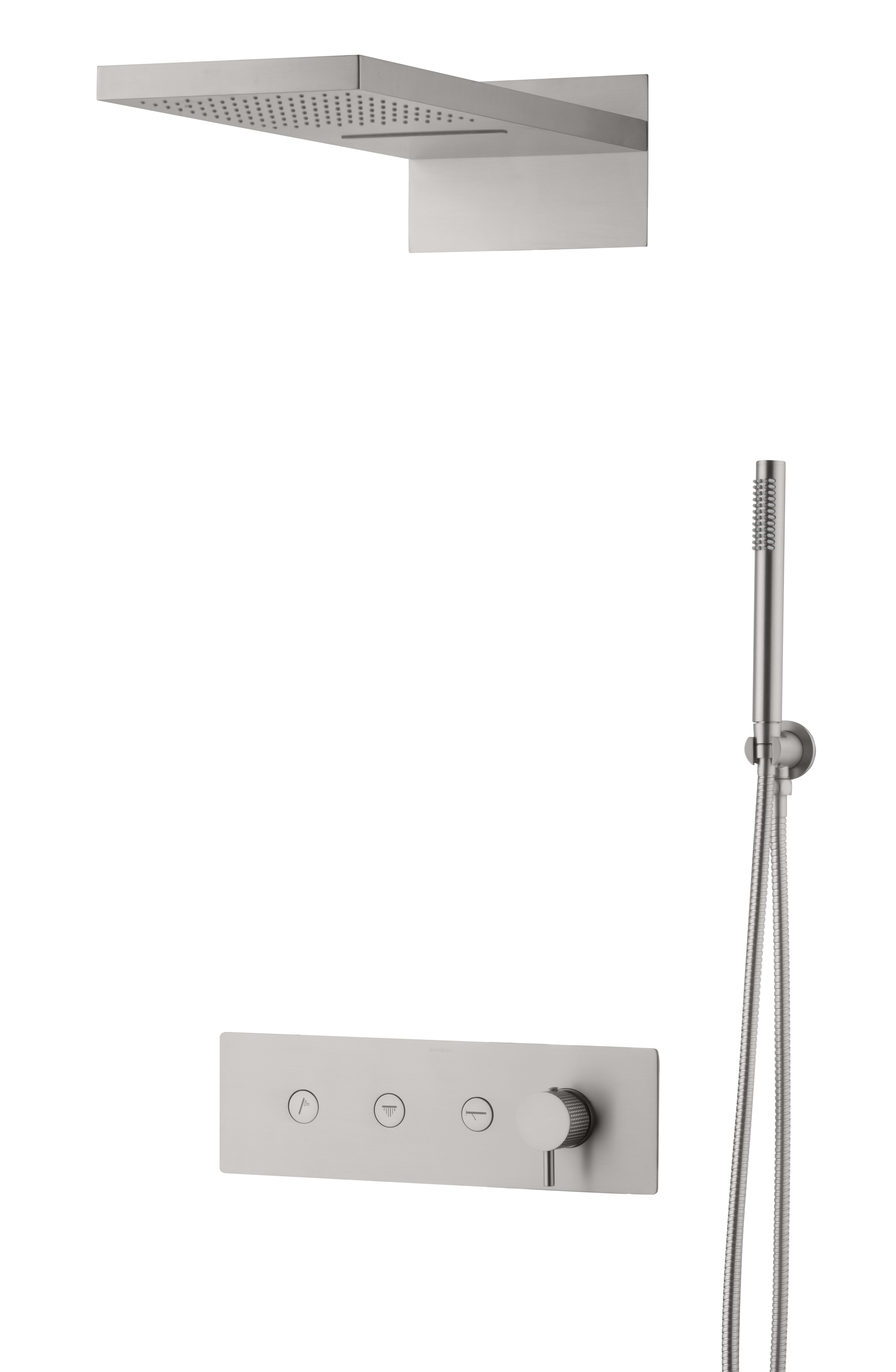 Встроенная душевая система FUSION с термостатом, трехпозиционная Matt Gold с изливом