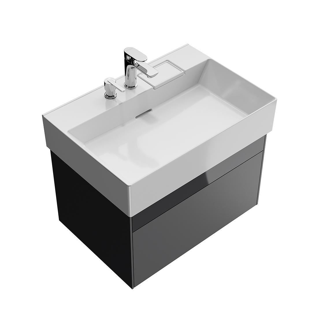 Тумба LOGICA подвесная 2 ящика 70 см, стальной серый