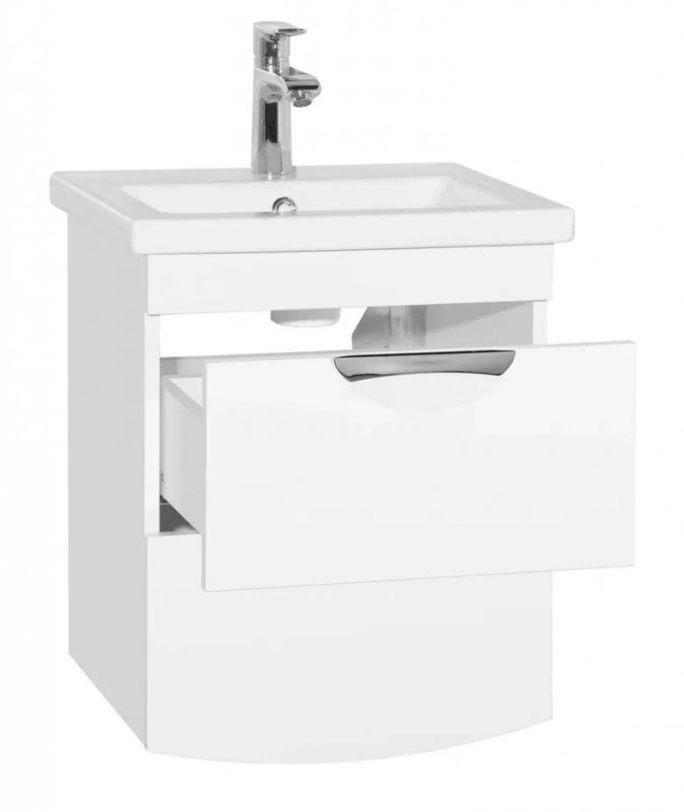 Тумба подвесная "Жасмин 2" (2 ящ.), Комо 50, Люкс белая, PLUS