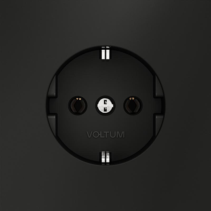 Розетка 1-м СП S70 16А с заземл. механизм черн. матов. Voltum VLS040108