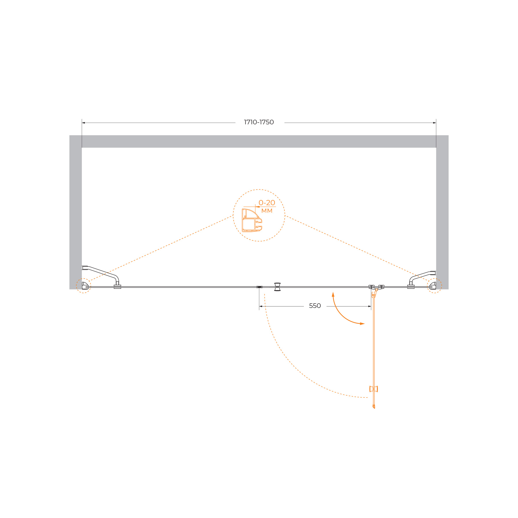 Душевая дверь CEZARES VERONA-W-B-13-90+60/30-C-Cr