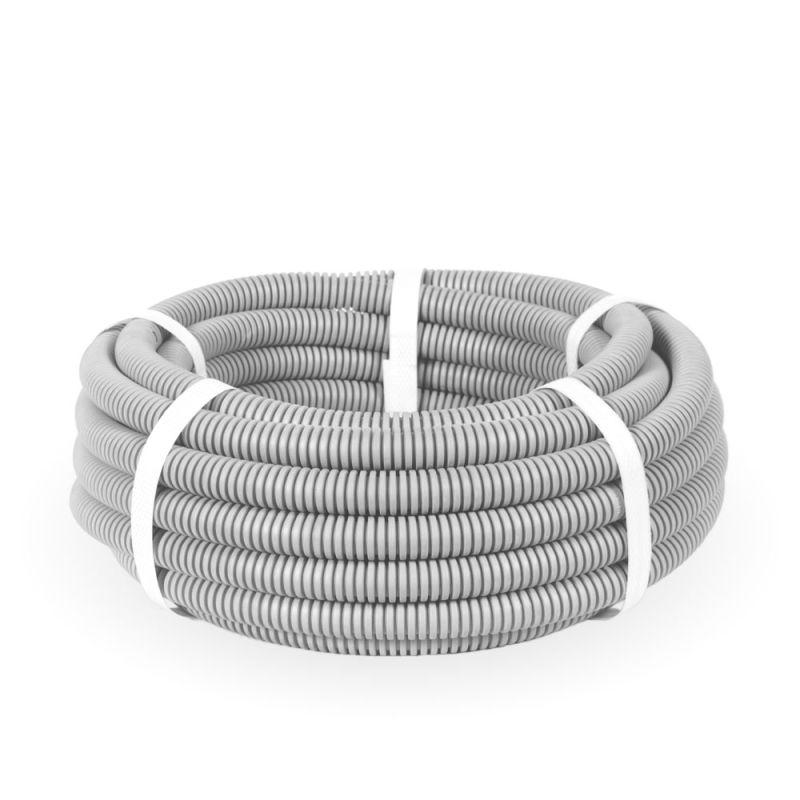 Труба гофрированная ПНД легкая d20мм с протяжкой безгалоген. (HF) стойкая к УФ 350Н сер. (уп.10м) Промрукав PR02.0452