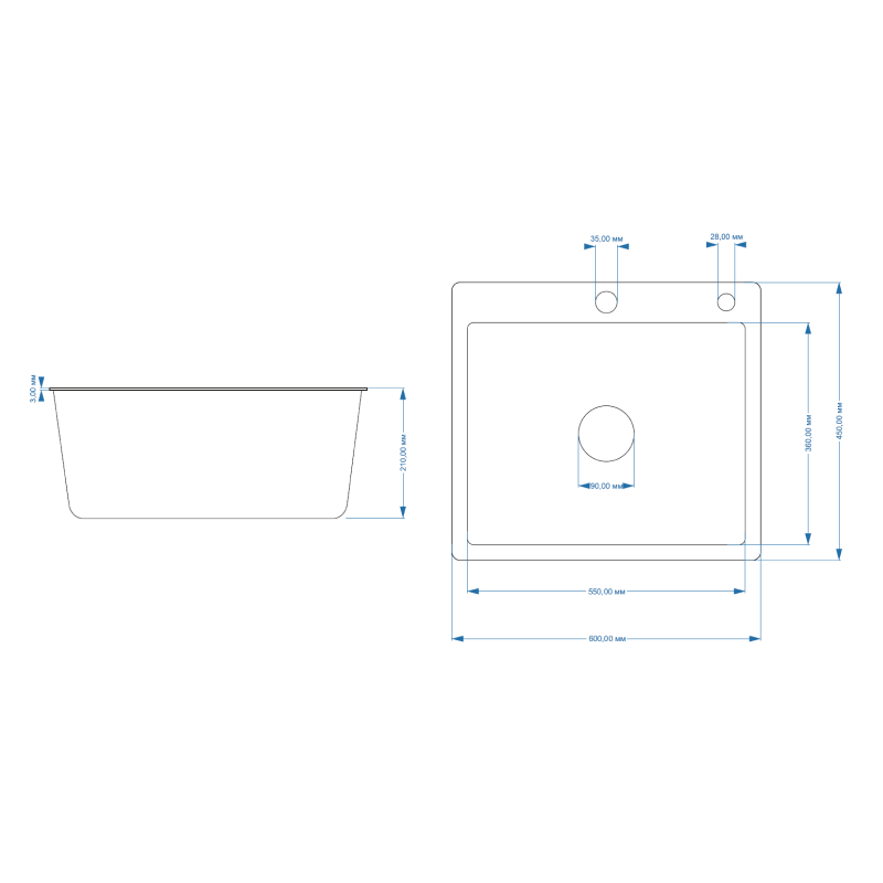 Мойка для кухни Fmark FSC6045Q, графит