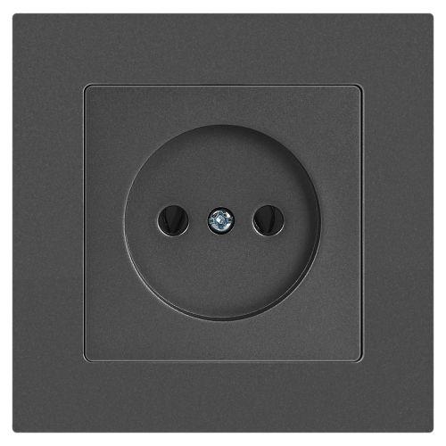 Розетка 1-м СП Accent 6-201-07 16А IP20 250В 2P графит Intro Б0063669