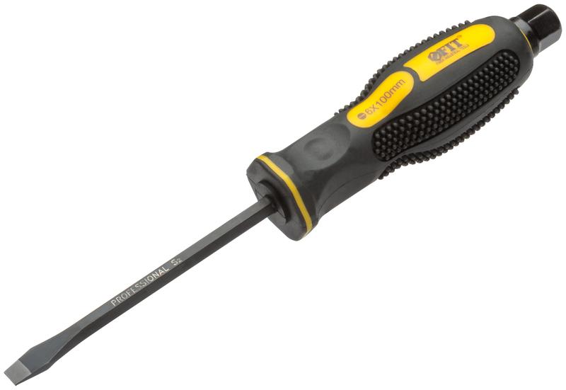 Отверткa ударная сталь S2 шестигран. жало боек под ключ прорезиненная ручка профи 6х100мм SL FIT 55636