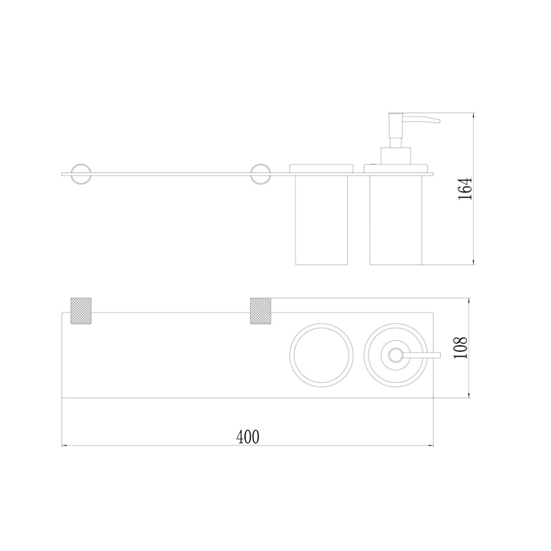 Дозатор для жидкого мыла и стакан с полочкой Savol S-002169HD, черный/бронза