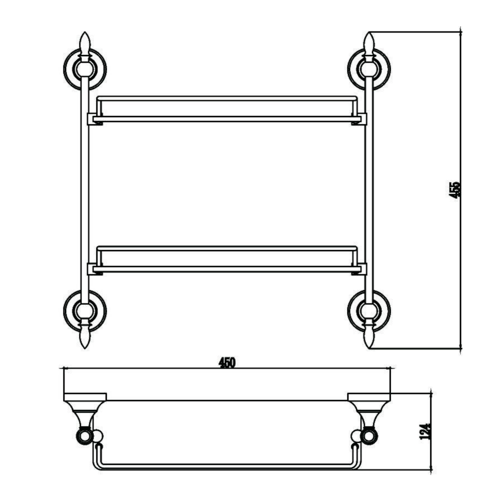 Полка стеклянная Savol S-06822A, хром