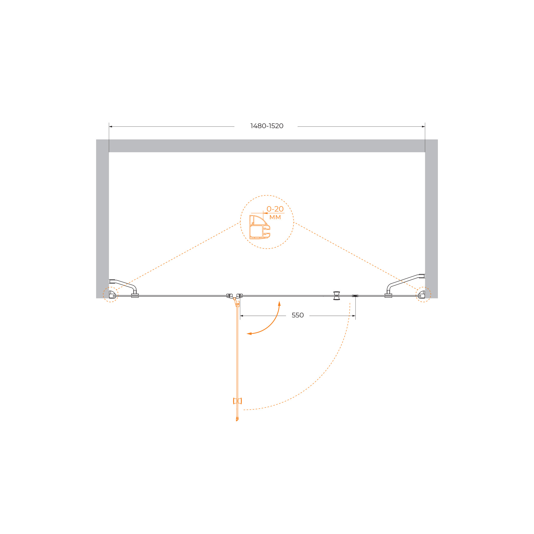 Душевая дверь CEZARES VERONA-W-B-13-30+60/60-P-Cr-L