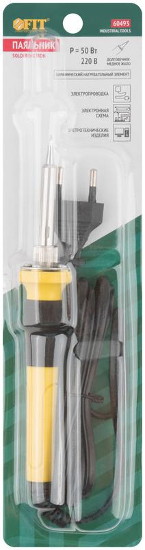 Паяльник 220В керамический нагревательный элемент пластиковая ручка конусное медное жало 50Вт FIT 60493