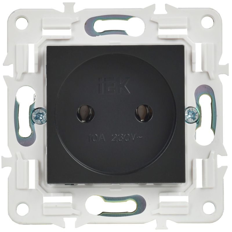 Розетка SKANDY 10А без заземл. без защ. шторок SK-R02Bl черн. IEK SK-R10-10-K02