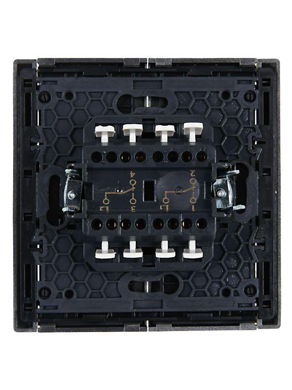 Выключатель проходной 2-кл. СП FORTE&PIANO 10А FP507 сталь IEK FP-V22-0-10-1-K46