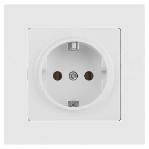 Розетка 1-м СП Accent 6-202-01М 16А IP20 250В 2P+E Schuko бел. матов. Intro Б0063681