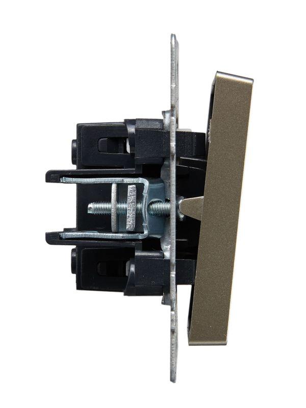 Выключатель проходной 1-кл. СП BRITE ВС10-1-7-БрШ 10А с индик. механизм шампань IEK BR-V12-1-10-K37