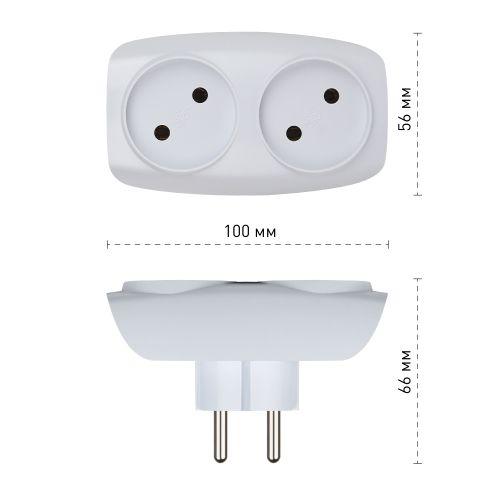 Разветвитель 2-м без заземл. 16А IP20 SP-2-W бел. Эра C0045520