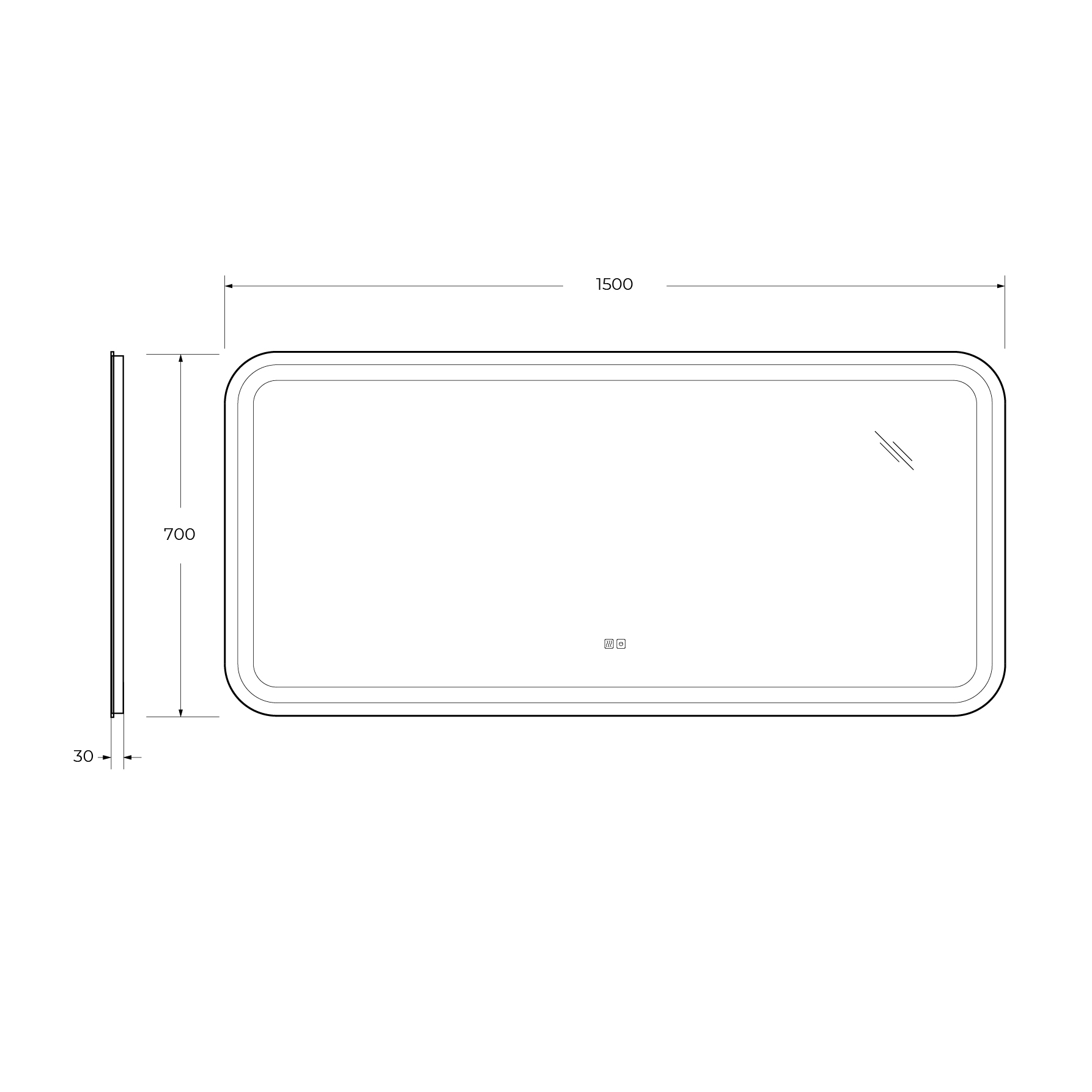 Зеркало Cezares CZR-SPC-STYLUS-1500-700-TCH-WARM